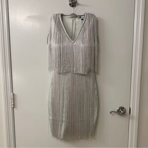 Silver Dress with Fringes S